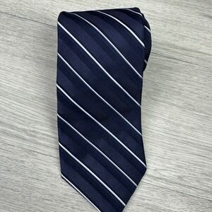 Brooks Brothers Makers & Merchants Silk Tie Navy Blue White Stripe Classic
